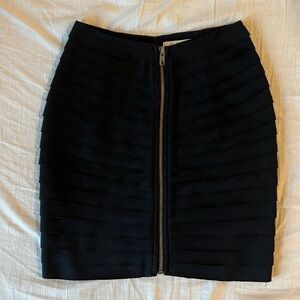 Silence + Noise Black Textured Zipper Mini Ruffle Pencil Skirt
